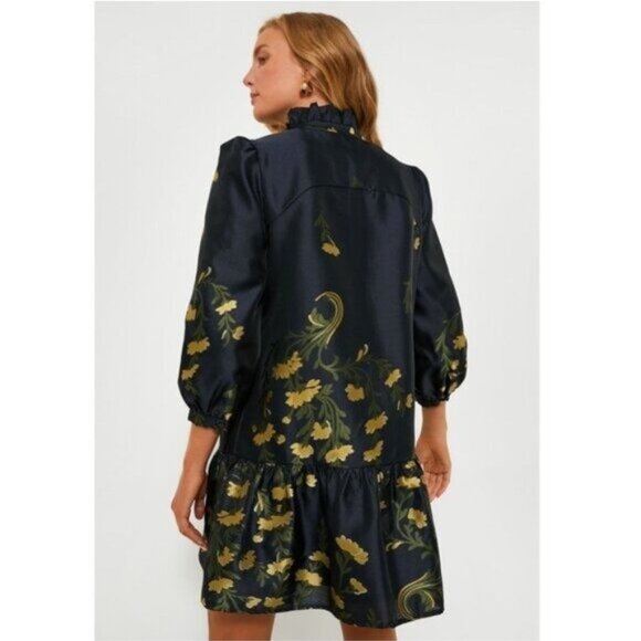 Tuckernuck | NEW Navy Jasmine Vine Jacquard Formal Palmerston Dress Size M - Picture 3 of 10